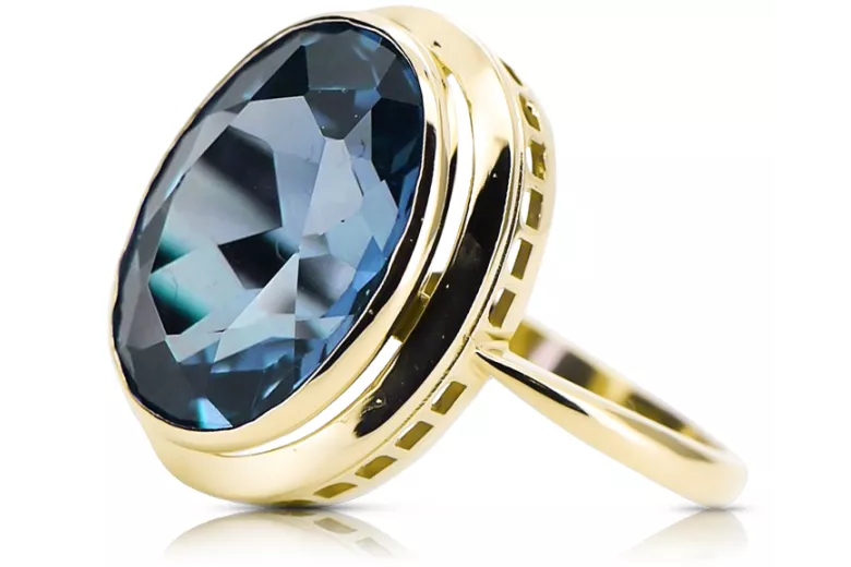 14 Karat Gelbgold Aquamarin Ring Vintage Schmuck vrc285y